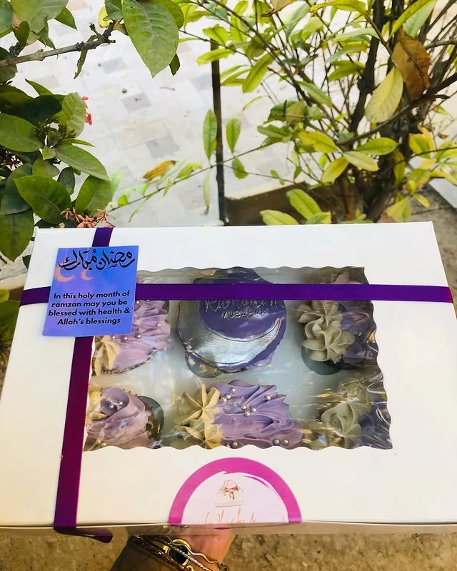 Cupcakes for Eid Mubarak with Allah's blessings message for holy month of Ramadan - Ramadan Treats Karachi By Whisk And Sift